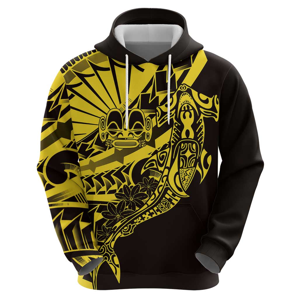 Yellow Marquesas Islands Hoodie Marquesan Matatiki Hammerhead Shark Patutiki - Polynesian Pride