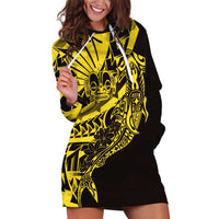 Yellow Marquesas Islands Hoodie Dress Marquesan Matatiki Hammerhead Shark Patutiki LT14 Yellow - Polynesian Pride