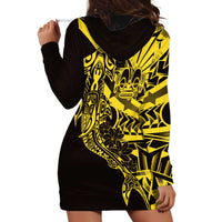Yellow Marquesas Islands Hoodie Dress Marquesan Matatiki Hammerhead Shark Patutiki LT14 - Polynesian Pride