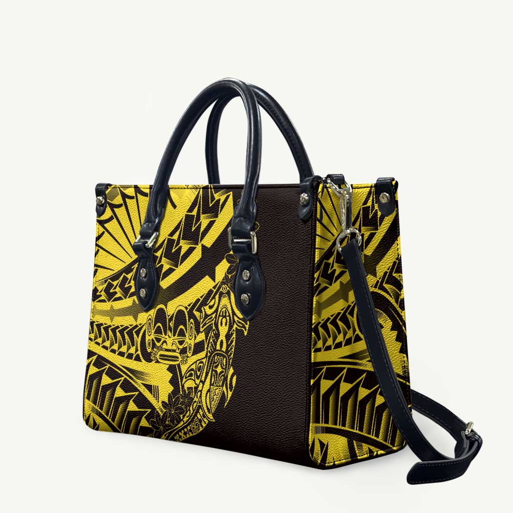 Yellow Marquesas Islands Leather Bag Marquesan Matatiki Hammerhead Shark Patutiki - Polynesian Pride