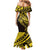 Yellow Marquesas Islands Mermaid Dress Marquesan Matatiki Hammerhead Shark Patutiki - Polynesian Pride