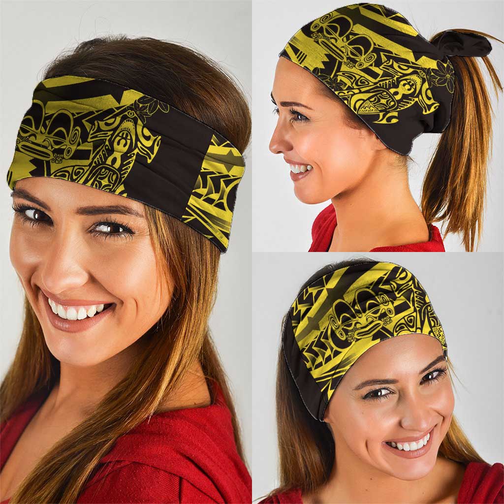 Yellow Marquesas Islands Neck Gaiter Marquesan Matatiki Hammerhead Shark Patutiki LT14 - Polynesian Pride