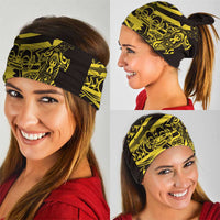 Yellow Marquesas Islands Neck Gaiter Marquesan Matatiki Hammerhead Shark Patutiki LT14 - Polynesian Pride