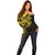 Yellow Marquesas Islands Off Shoulder Sweater Marquesan Matatiki Hammerhead Shark Patutiki - Polynesian Pride