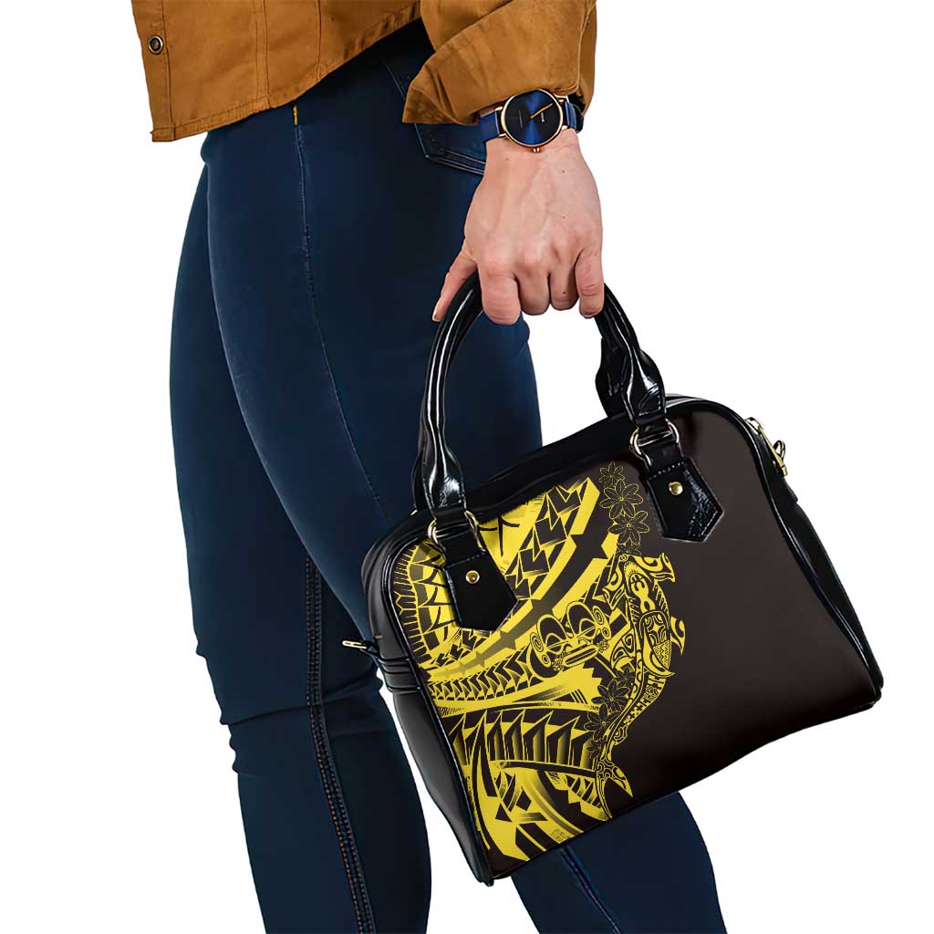 Yellow Marquesas Islands Shoulder Handbag Marquesan Matatiki Hammerhead Shark Patutiki LT14 - Polynesian Pride