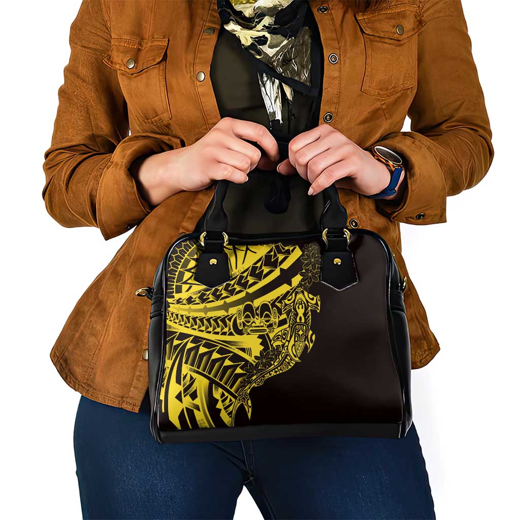 Yellow Marquesas Islands Shoulder Handbag Marquesan Matatiki Hammerhead Shark Patutiki LT14 - Polynesian Pride