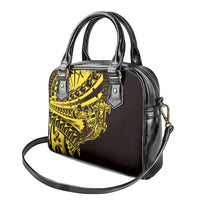 Yellow Marquesas Islands Shoulder Handbag Marquesan Matatiki Hammerhead Shark Patutiki LT14 - Polynesian Pride