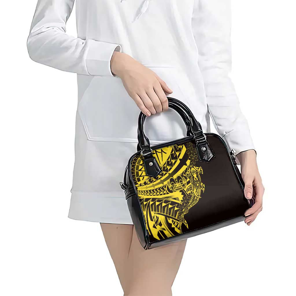 Yellow Marquesas Islands Shoulder Handbag Marquesan Matatiki Hammerhead Shark Patutiki LT14 - Polynesian Pride