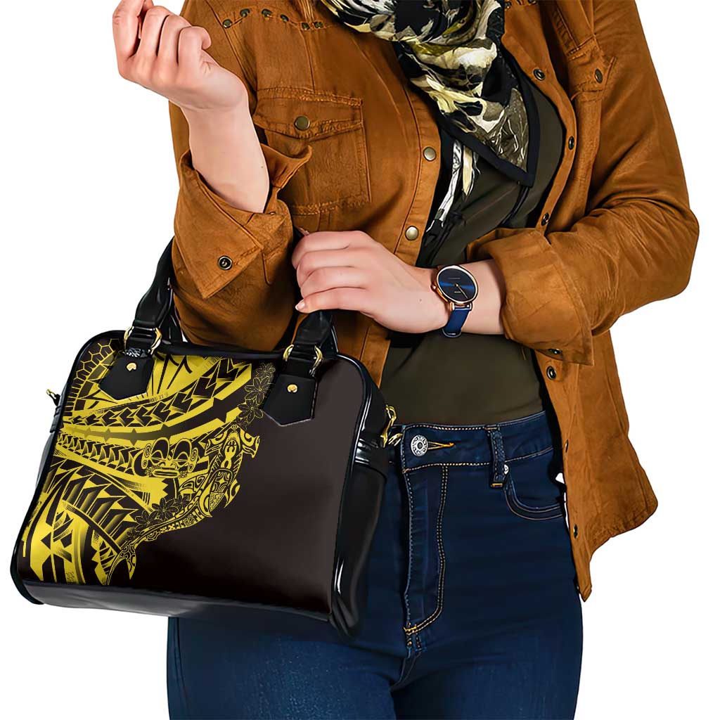Yellow Marquesas Islands Shoulder Handbag Marquesan Matatiki Hammerhead Shark Patutiki LT14 - Polynesian Pride