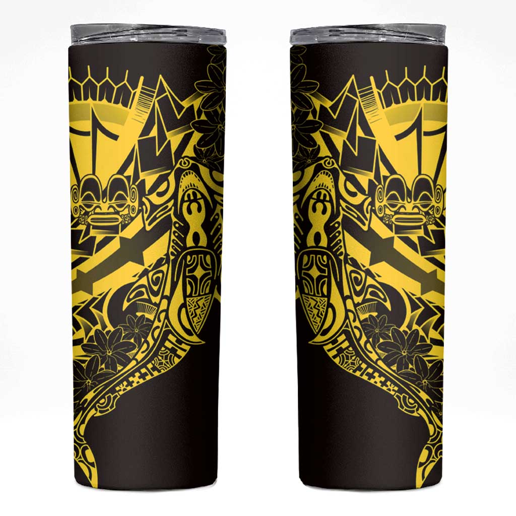 Yellow Marquesas Islands Skinny Tumbler Marquesan Matatiki Hammerhead Shark Patutiki LT14 Yellow - Polynesian Pride