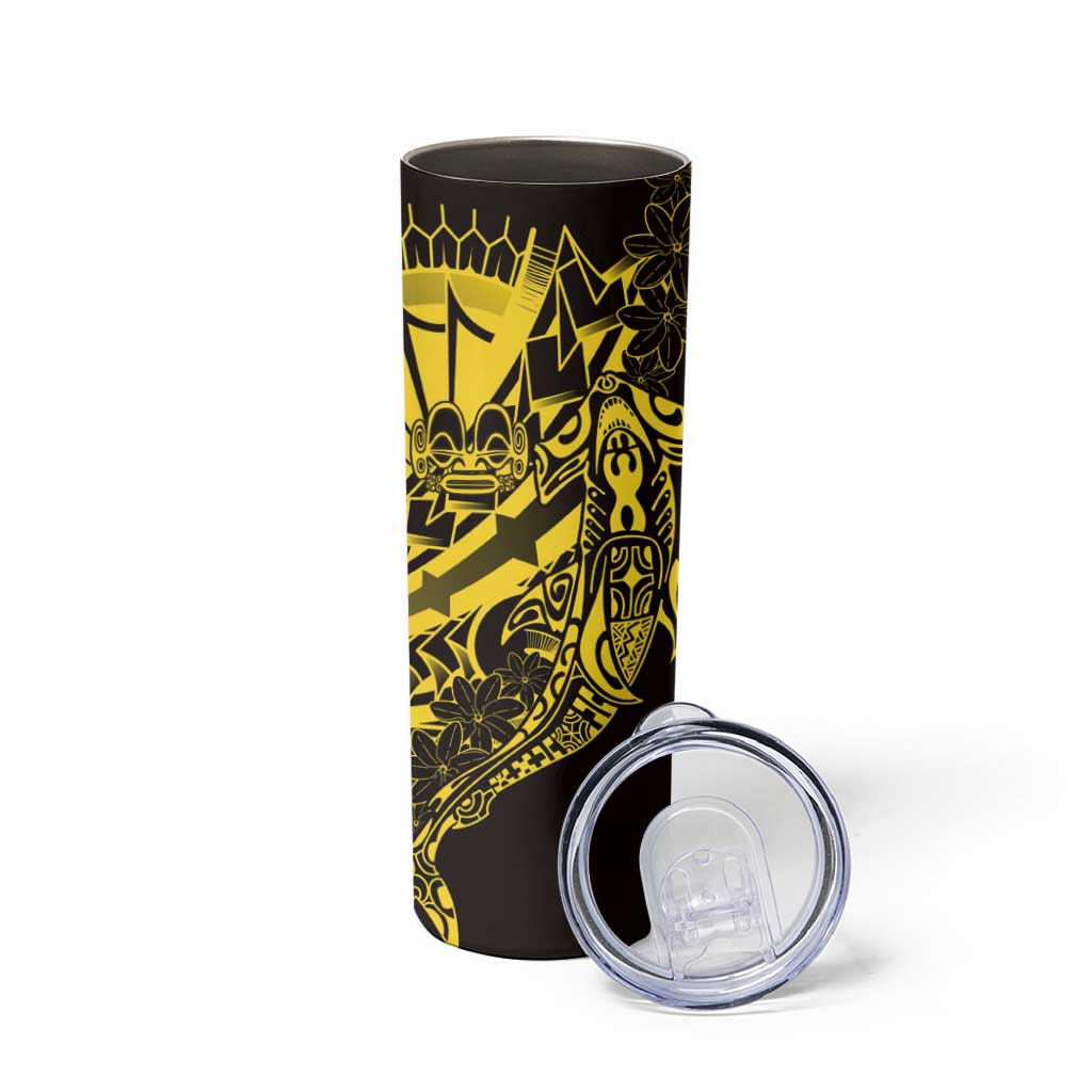 Yellow Marquesas Islands Skinny Tumbler Marquesan Matatiki Hammerhead Shark Patutiki LT14 - Polynesian Pride