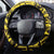 Yellow Marquesas Islands Steering Wheel Cover Marquesan Matatiki Hammerhead Shark Patutiki - Polynesian Pride