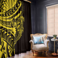 Yellow Marquesas Islands Window Curtain Marquesan Matatiki Hammerhead Shark Patutiki LT14 - Polynesian Pride