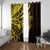 Yellow Marquesas Islands Window Curtain Marquesan Matatiki Hammerhead Shark Patutiki - Polynesian Pride