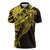 Yellow Marquesas Islands Zipper Polo Shirt Marquesan Matatiki Hammerhead Shark Patutiki - Polynesian Pride