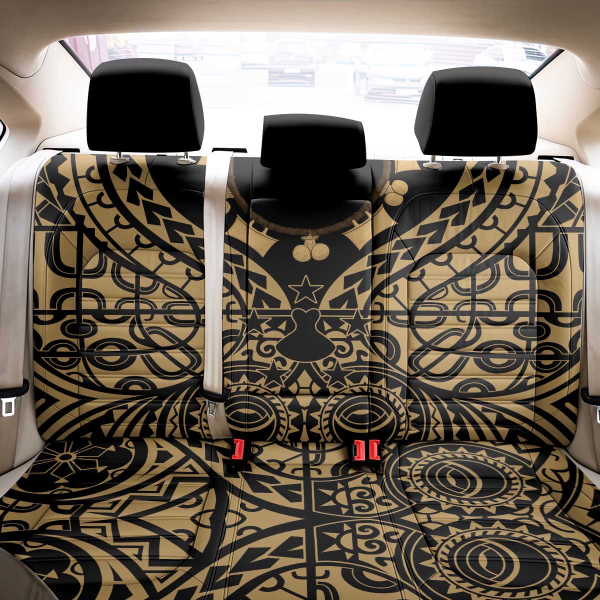 Austral Islands Back Car Seat Cover Tuhaa Pae Penu Stars Necklace Gold - Polynesian Pride