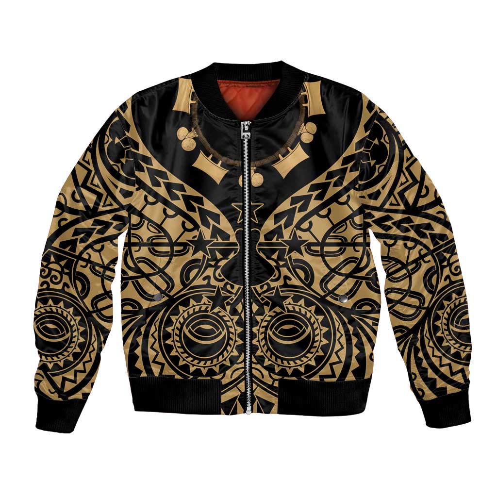 Austral Islands Bomber Jacket Tuhaa Pae Penu Stars Necklace Gold LT14 Unisex Gold - Polynesian Pride
