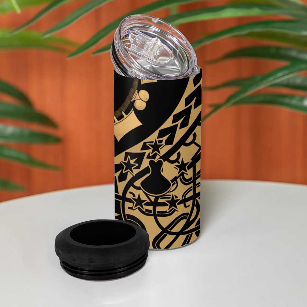 Austral Islands 4 in 1 Can Cooler Tumbler Tuhaa Pae Penu Stars Necklace Gold - Polynesian Pride