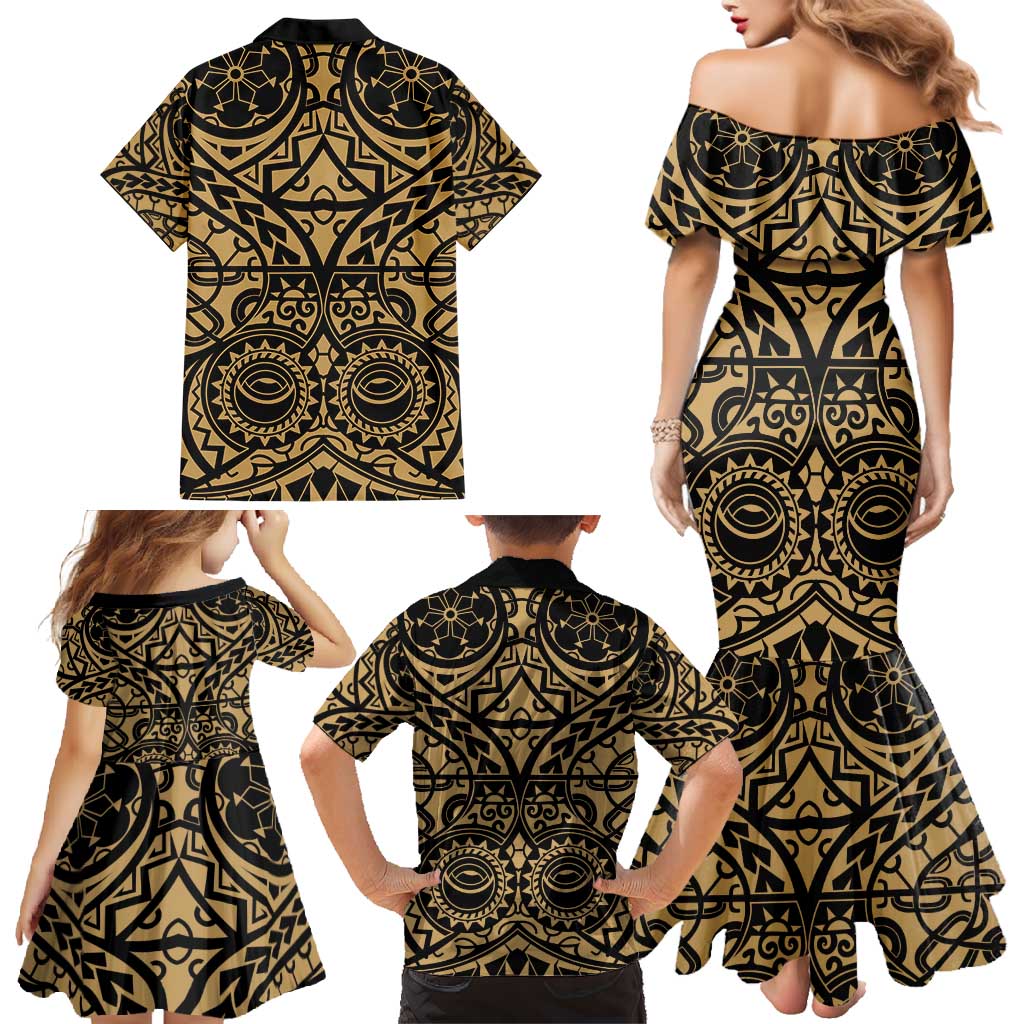 Austral Islands Family Matching Mermaid Dress and Hawaiian Shirt Tuhaa Pae Penu Stars Necklace Gold LT14 - Polynesian Pride