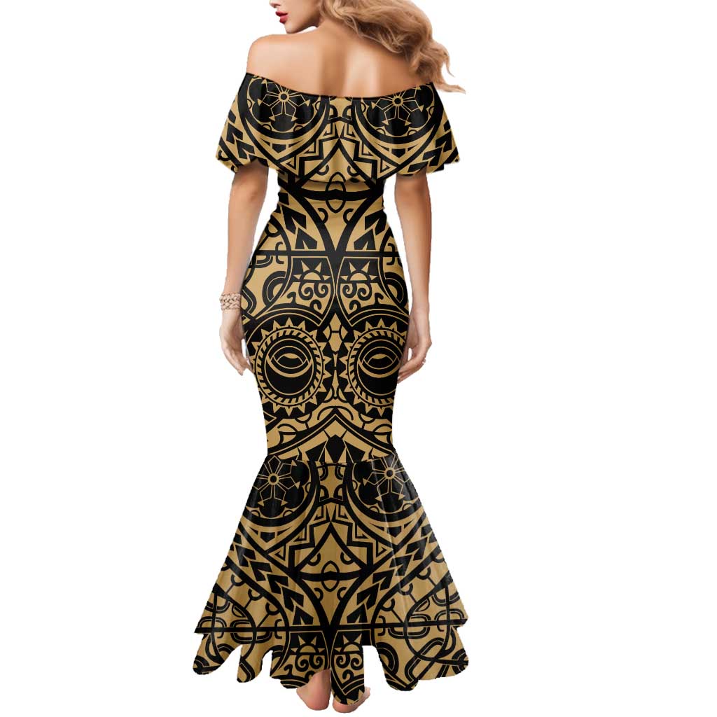 Austral Islands Family Matching Mermaid Dress and Hawaiian Shirt Tuhaa Pae Penu Stars Necklace Gold LT14 - Polynesian Pride