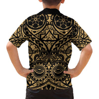 Austral Islands Family Matching Off The Shoulder Long Sleeve Dress and Hawaiian Shirt Tuhaa Pae Penu Stars Necklace Gold LT14 - Polynesian Pride