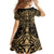 Austral Islands Family Matching Off Shoulder Short Dress and Hawaiian Shirt Tuhaa Pae Penu Stars Necklace Gold - Polynesian Pride