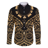 Austral Islands Family Matching Off Shoulder Short Dress and Hawaiian Shirt Tuhaa Pae Penu Stars Necklace Gold - Polynesian Pride