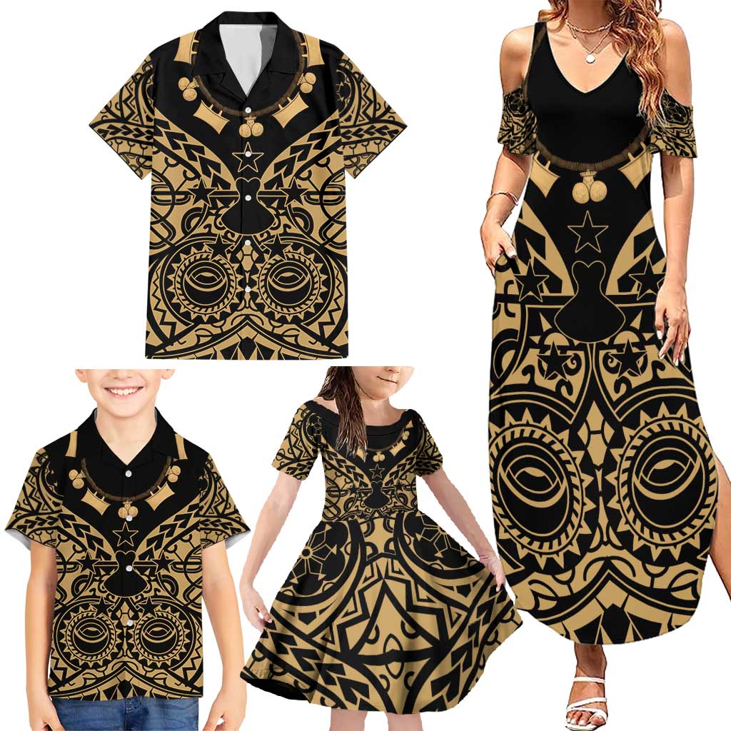 Austral Islands Family Matching Summer Maxi Dress and Hawaiian Shirt Tuhaa Pae Penu Stars Necklace Gold LT14 - Polynesian Pride