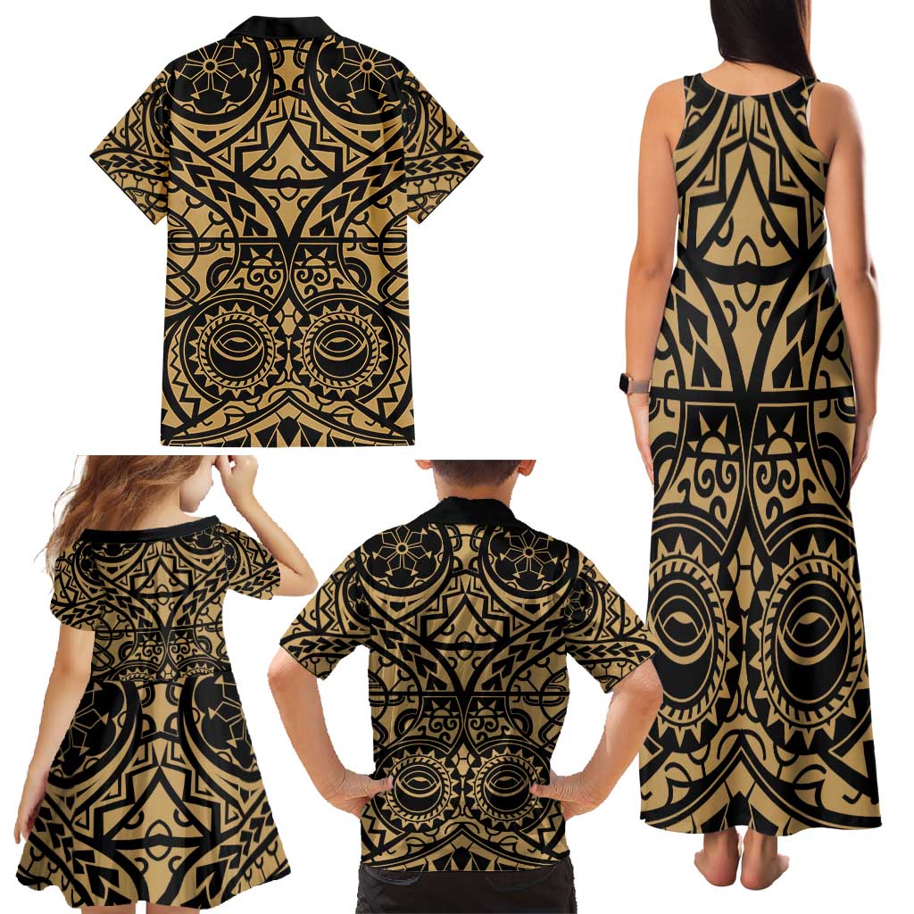 Austral Islands Family Matching Tank Maxi Dress and Hawaiian Shirt Tuhaa Pae Penu Stars Necklace Gold LT14 - Polynesian Pride