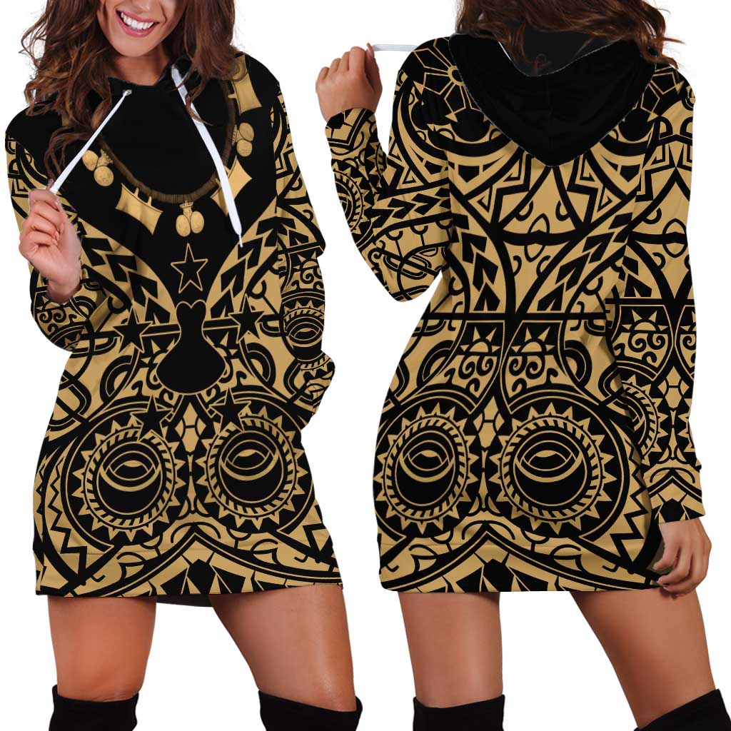 Austral Islands Hoodie Dress Tuhaa Pae Penu Stars Necklace Gold LT14 - Polynesian Pride