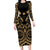 Austral Islands Long Sleeve Bodycon Dress Tuhaa Pae Penu Stars Necklace Gold - Polynesian Pride