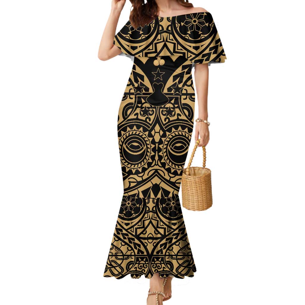 Austral Islands Mermaid Dress Tuhaa Pae Penu Stars Necklace Gold - Polynesian Pride