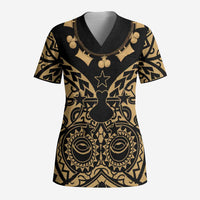 Austral Islands Scrub Top Tuhaa Pae Penu Stars Necklace Gold - Polynesian Pride