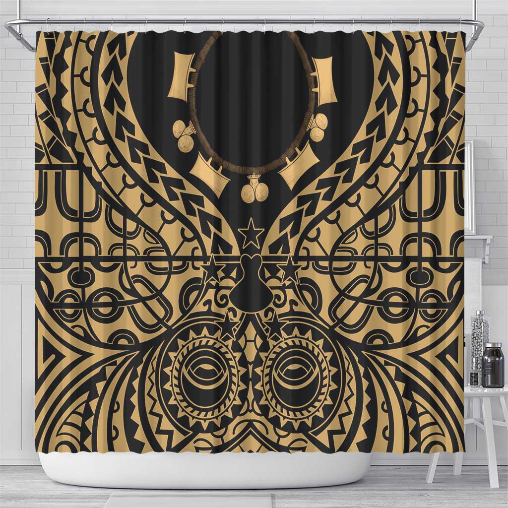 Austral Islands Shower Curtain Tuhaa Pae Penu Stars Necklace Gold LT14 - Polynesian Pride