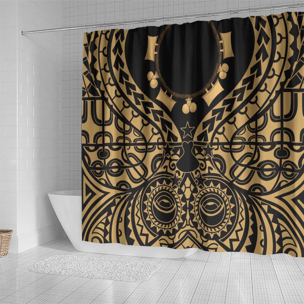 Austral Islands Shower Curtain Tuhaa Pae Penu Stars Necklace Gold LT14 - Polynesian Pride