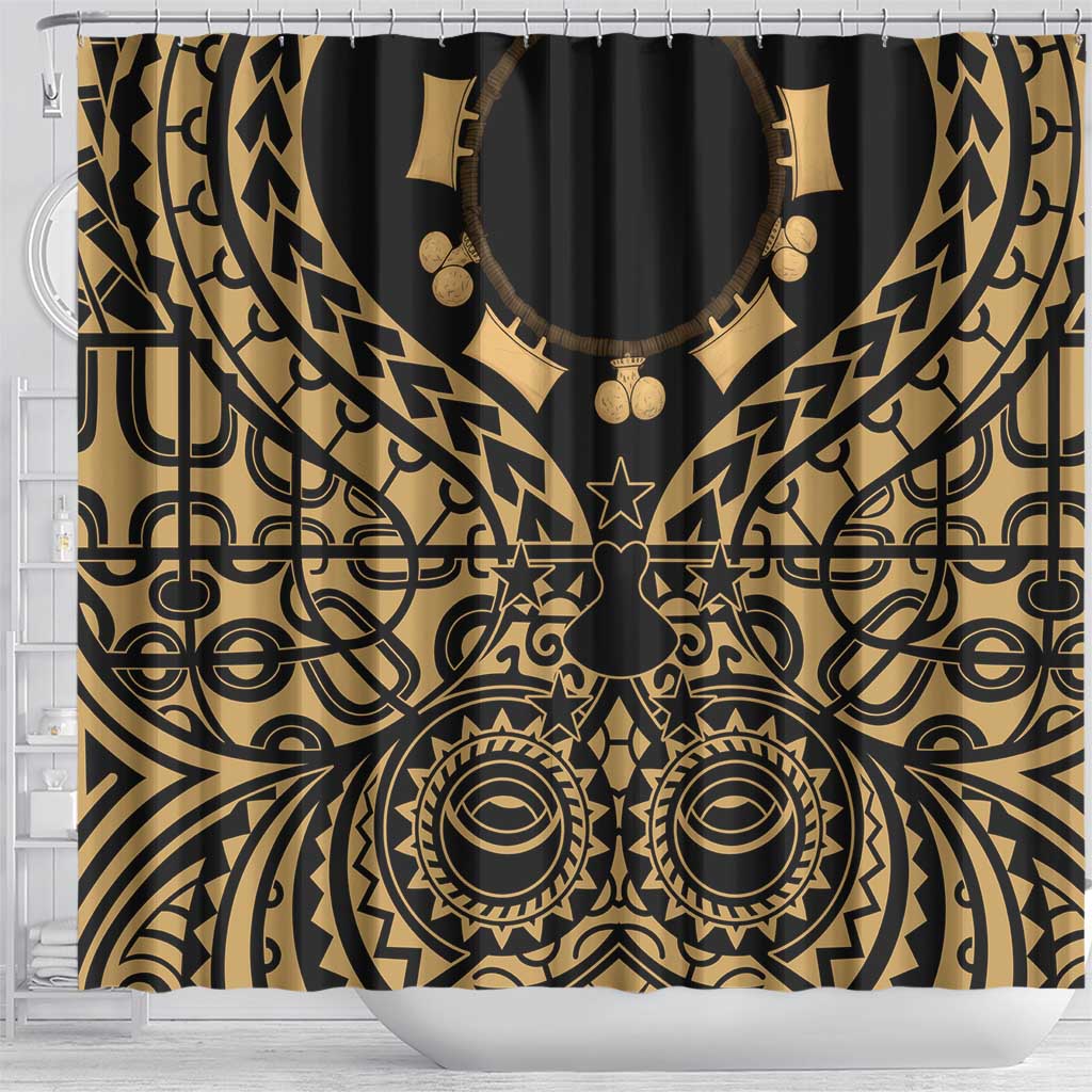 Austral Islands Shower Curtain Tuhaa Pae Penu Stars Necklace Gold LT14 - Polynesian Pride
