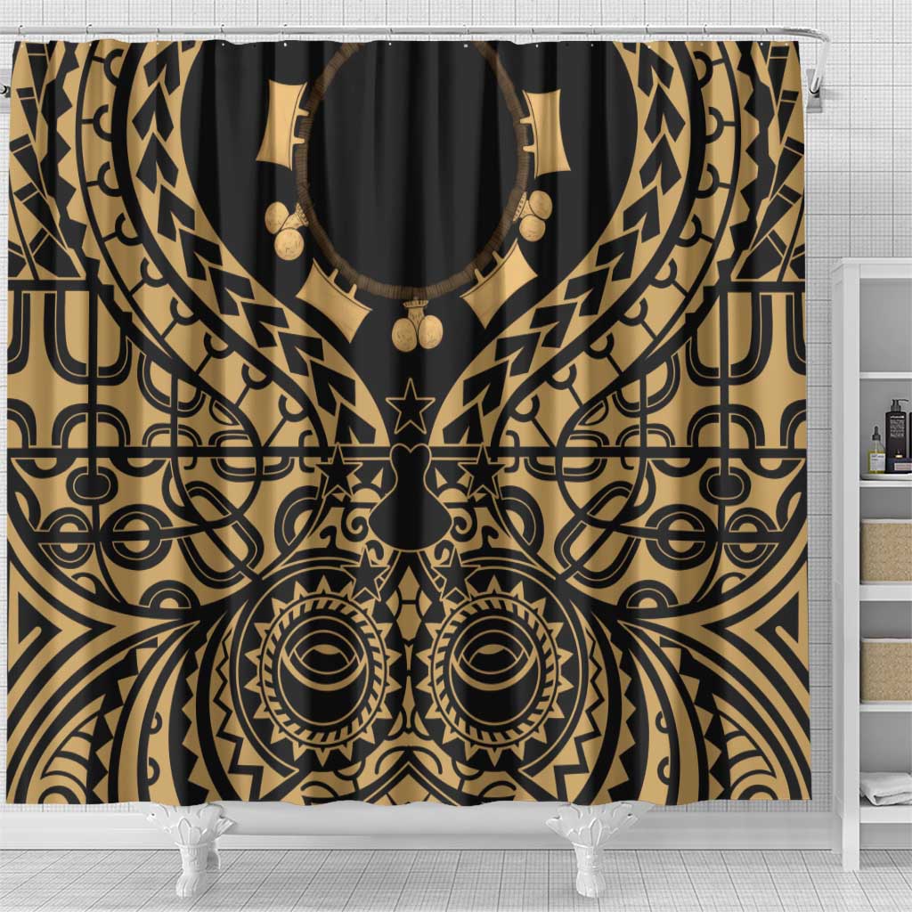 Austral Islands Shower Curtain Tuhaa Pae Penu Stars Necklace Gold LT14 - Polynesian Pride