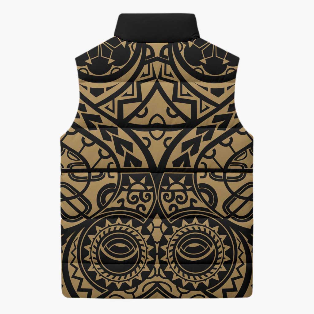 Austral Islands Sleeveless Puffer Jacket Tuhaa Pae Penu Stars Necklace Gold - Polynesian Pride