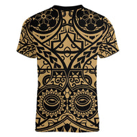 Austral Islands Women V-Neck T-Shirt Tuhaa Pae Penu Stars Necklace Gold LT14 - Polynesian Pride