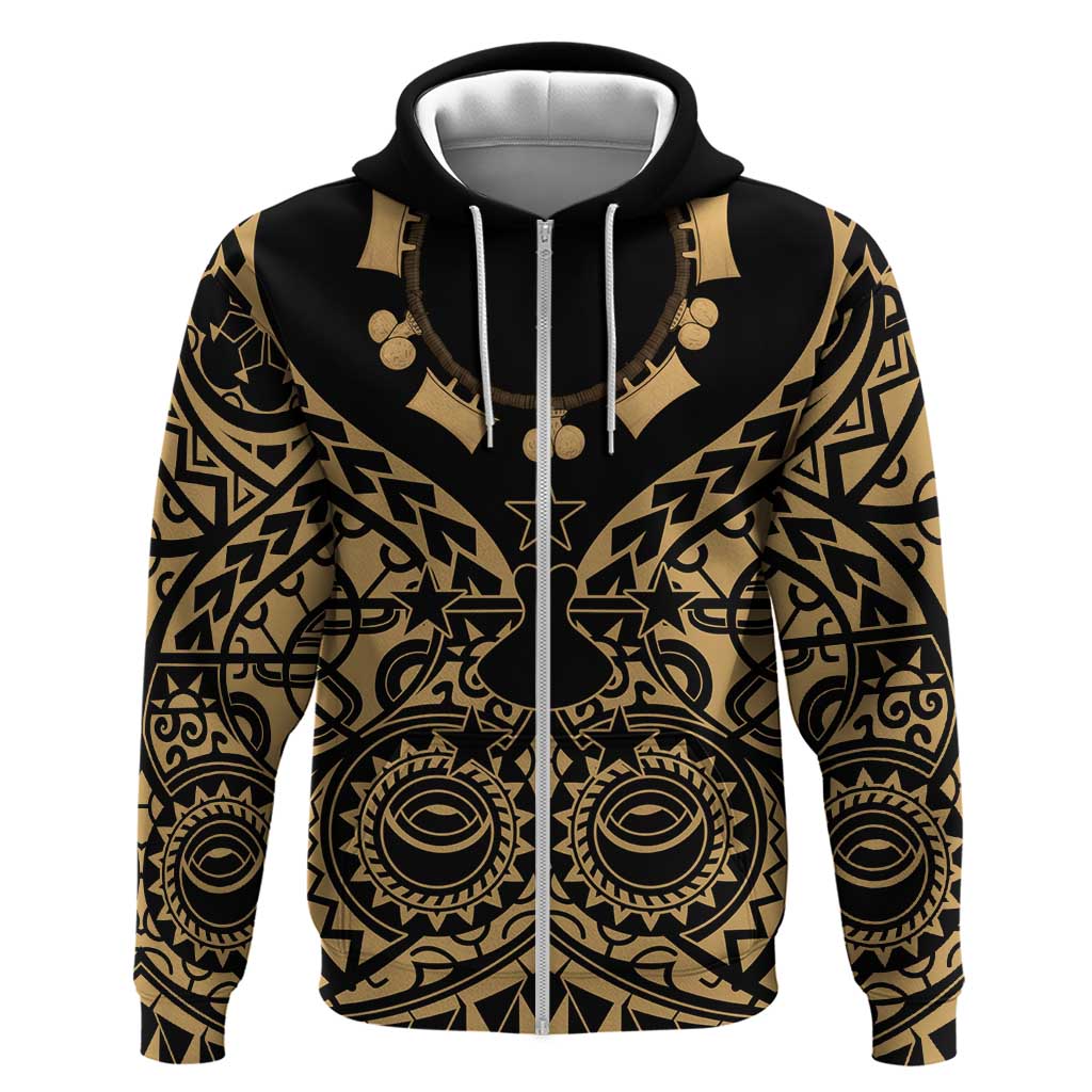 Austral Islands Zip Hoodie Tuhaa Pae Penu Stars Necklace Gold - Polynesian Pride