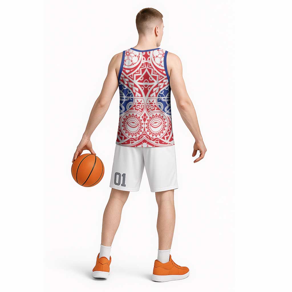 Austral Islands Basketball Jersey Tuhaa Pae Penu Stars Necklace Red - Polynesian Pride