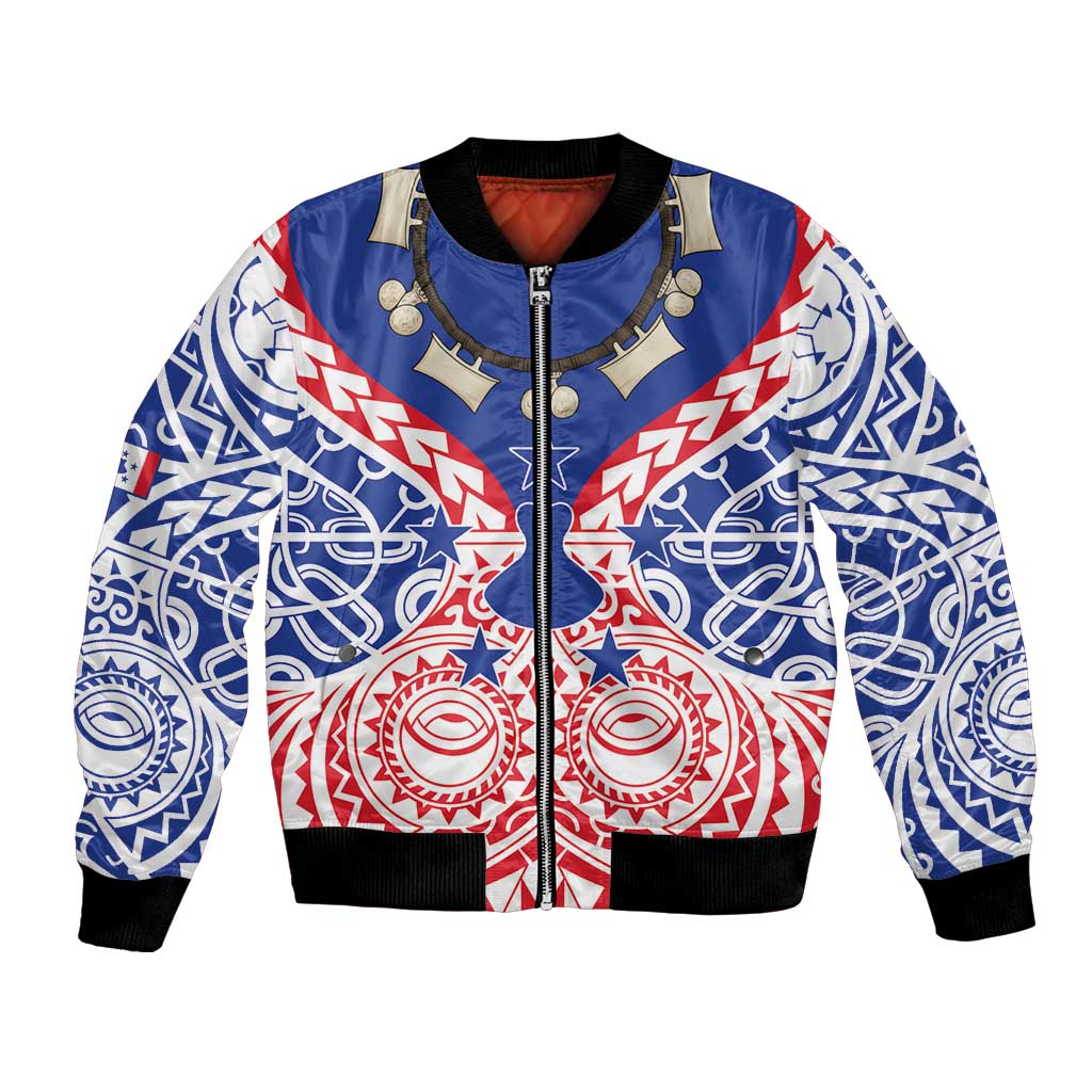 Austral Islands Bomber Jacket Tuhaa Pae Penu Stars Necklace Red LT14 Unisex Red - Polynesian Pride
