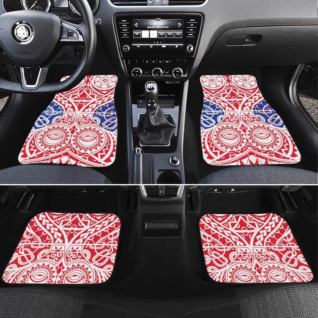 Austral Islands Car Mats Tuhaa Pae Penu Stars Necklace Red LT14 Set 4pcs Red - Polynesian Pride