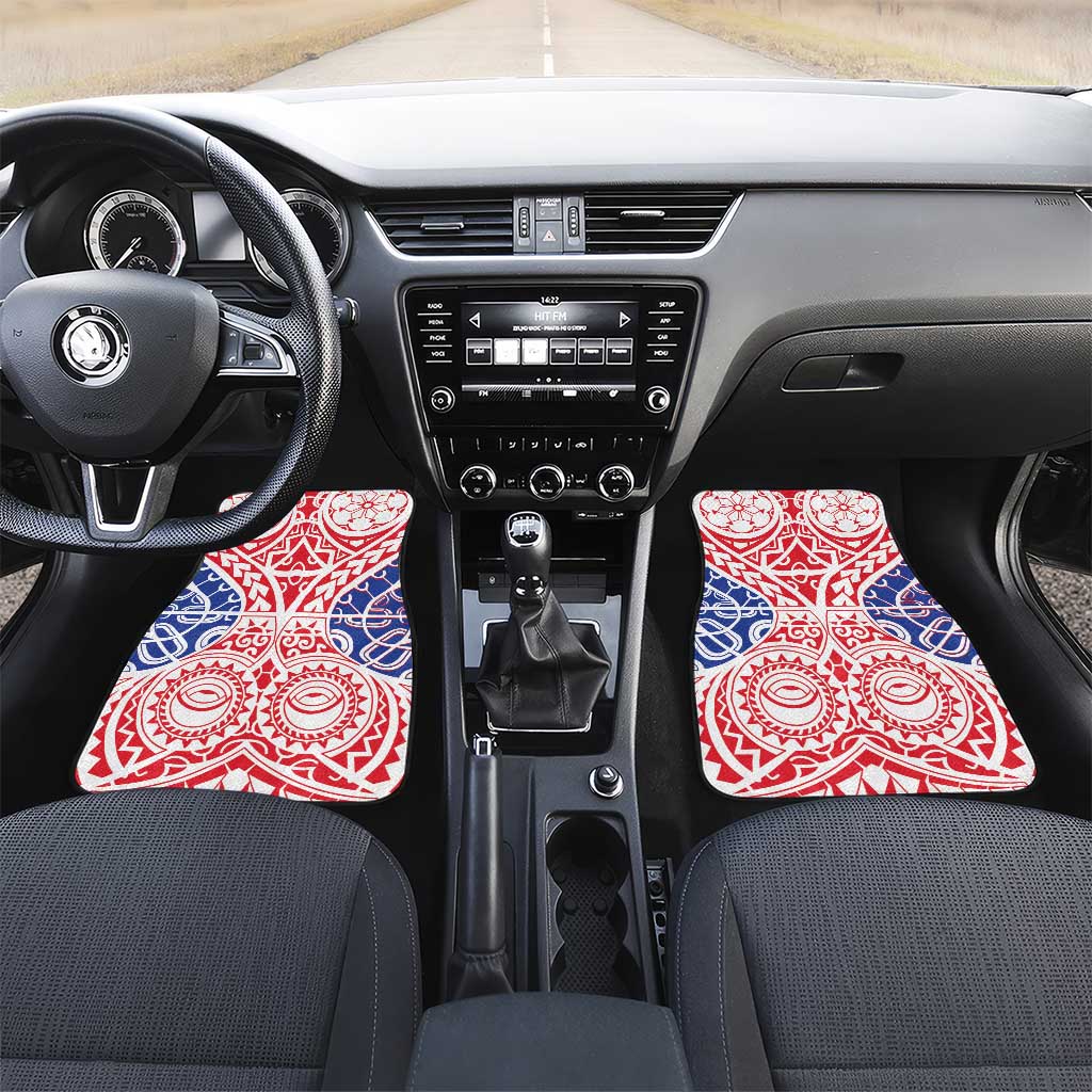 Austral Islands Car Mats Tuhaa Pae Penu Stars Necklace Red LT14 Set 2pcs - Front Red - Polynesian Pride