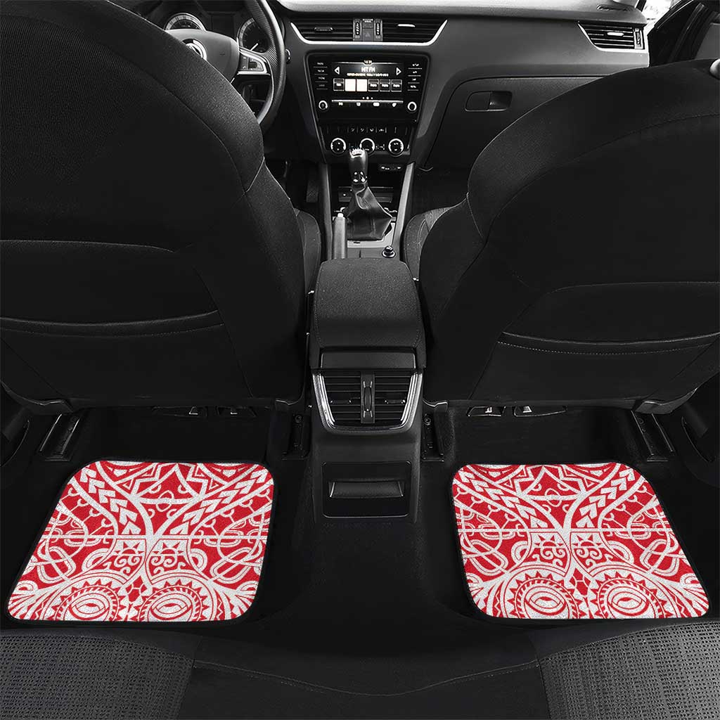 Austral Islands Car Mats Tuhaa Pae Penu Stars Necklace Red LT14 Set 2pcs - Back Red - Polynesian Pride