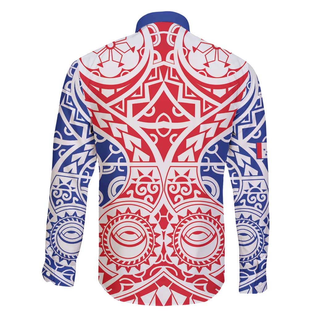 Austral Islands Family Matching Long Sleeve Bodycon Dress and Hawaiian Shirt Tuhaa Pae Penu Stars Necklace Red - Polynesian Pride