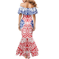 Austral Islands Family Matching Mermaid Dress and Hawaiian Shirt Tuhaa Pae Penu Stars Necklace Red LT14 - Polynesian Pride