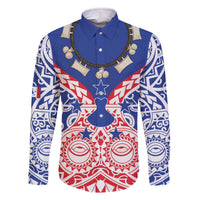 Austral Islands Family Matching Off The Shoulder Long Sleeve Dress and Hawaiian Shirt Tuhaa Pae Penu Stars Necklace Red LT14 Dad's Shirt - Long Sleeve Red - Polynesian Pride