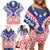 Austral Islands Family Matching Off Shoulder Short Dress and Hawaiian Shirt Tuhaa Pae Penu Stars Necklace Red - Polynesian Pride