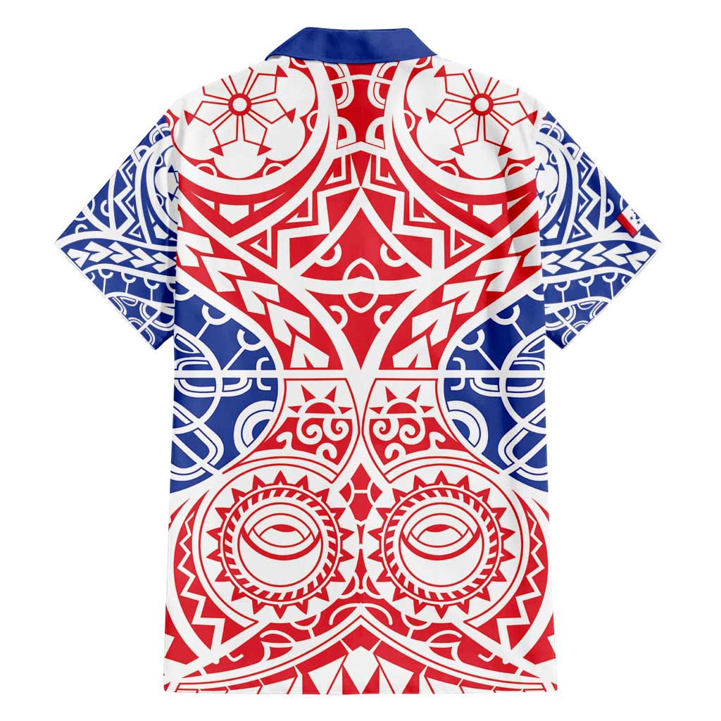 Austral Islands Family Matching Off Shoulder Short Dress and Hawaiian Shirt Tuhaa Pae Penu Stars Necklace Red - Polynesian Pride